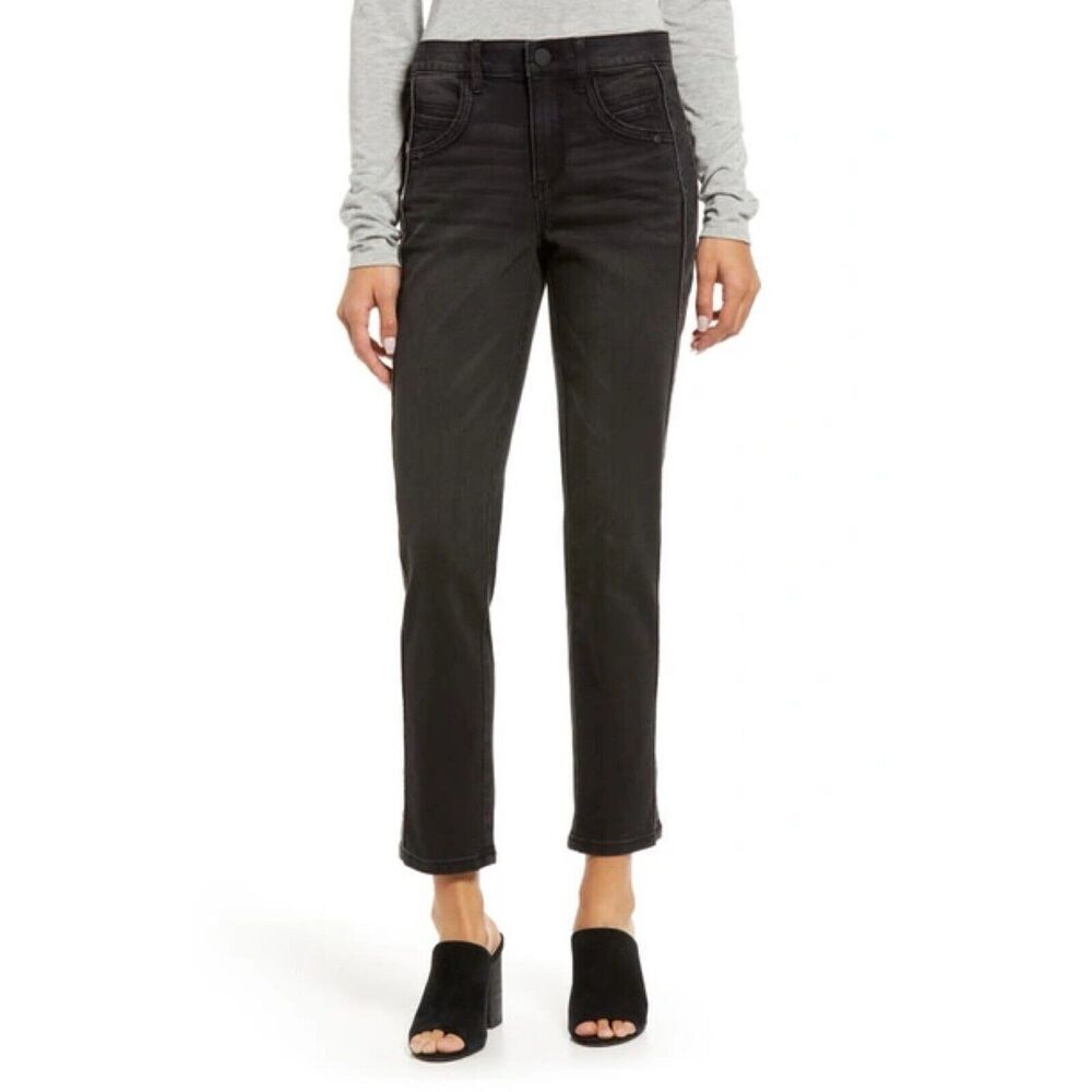 NEW Wit Wisdom Ab-solution Jeans Sz 8 High Waist Slim Straight Crop Washed Black